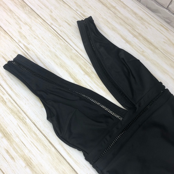 Ted Baker Starza Pointelle Deep V Swimsuit Black - Picture 5 of 8